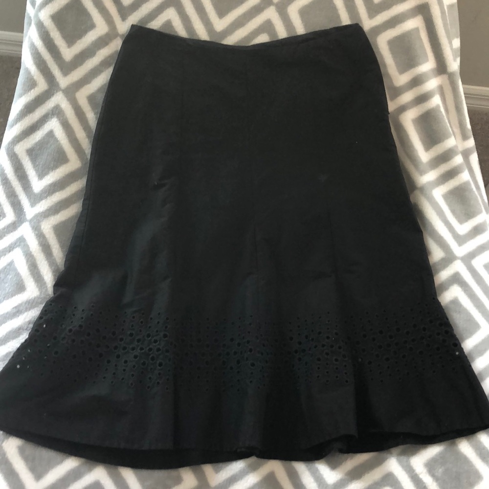 WHBM Black eyelet skirt